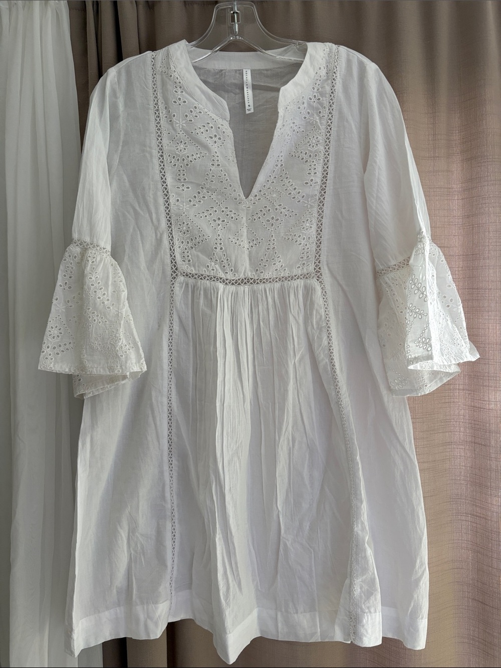 Rockflowerpaper Women’s White Eyelet Beach Dress Size S